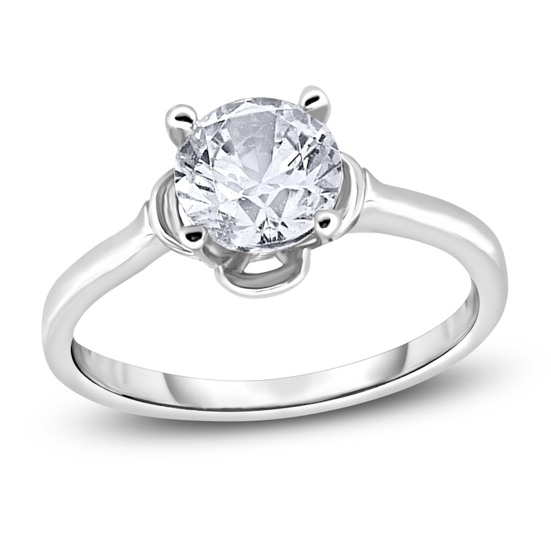 Main Image 1 of Diamond Solitaire Floral Engagement Ring 2 ct tw Round 14K White Gold (I2/I)