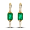 Thumbnail Image 1 of Natural Emerald Hoop Earrings 1/4 ct tw Diamonds 14K Yellow Gold