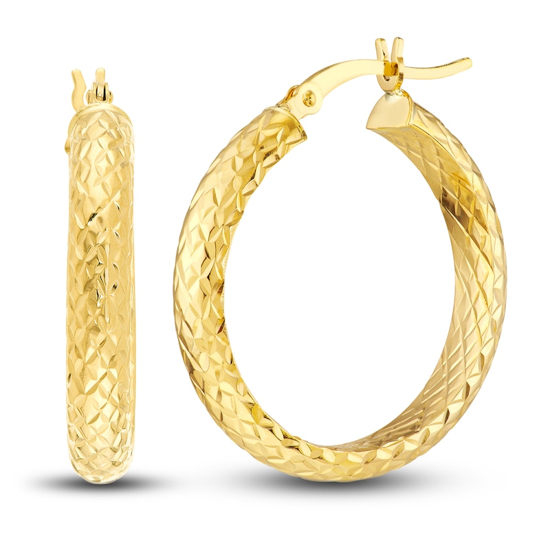 Diamond-Cut In/Out Hoop Earrings 14K Yellow Gold 25mm | Jared