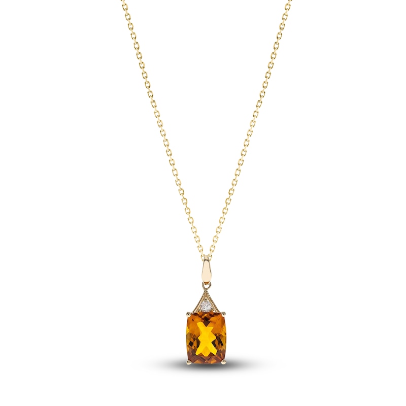 Main Image 1 of Natural Citrine Necklace Diamond Accents 10K Yellow Gold 18&quot;