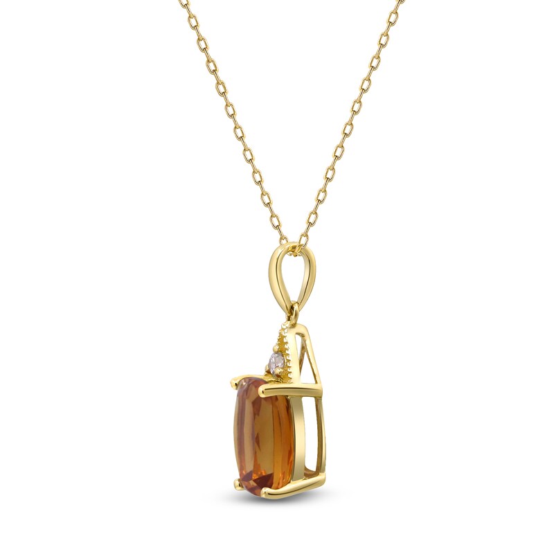 Main Image 2 of Natural Citrine Necklace Diamond Accents 10K Yellow Gold 18"