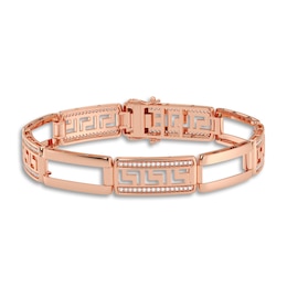 Men's Diamond Bracelet 1 ct tw Round 14K Rose Gold 8.5"