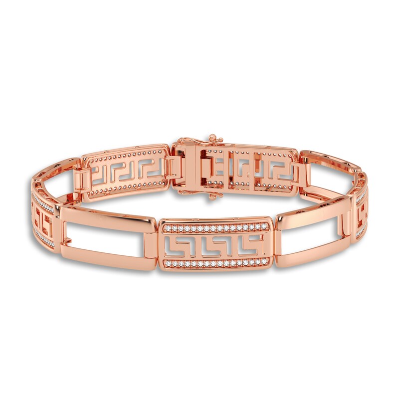 Main Image 1 of Men's Diamond Bracelet 1 ct tw Round 14K Rose Gold 8.5"