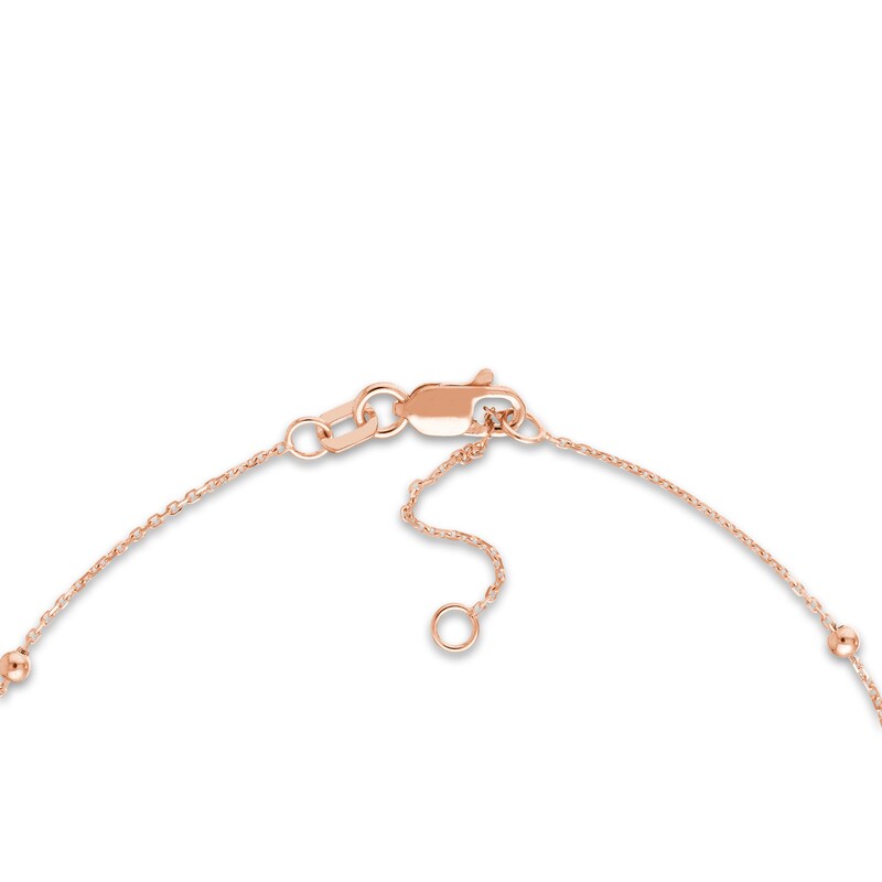 Beaded Station Bracelet 14K Rose Gold 7.5" Adj.