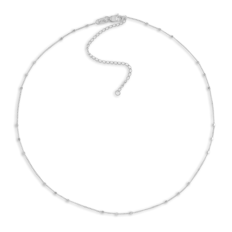 Main Image 1 of Square Bead Saturn Choker Necklace 14K White Gold 13" Adj.