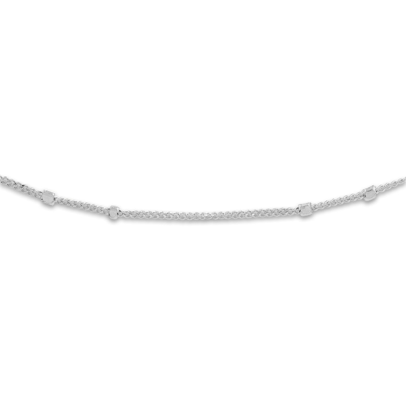 Main Image 2 of Square Bead Saturn Choker Necklace 14K White Gold 13" Adj.