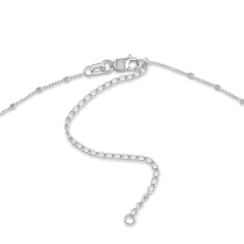 Main Image 3 of Square Bead Saturn Choker Necklace 14K White Gold 13" Adj.