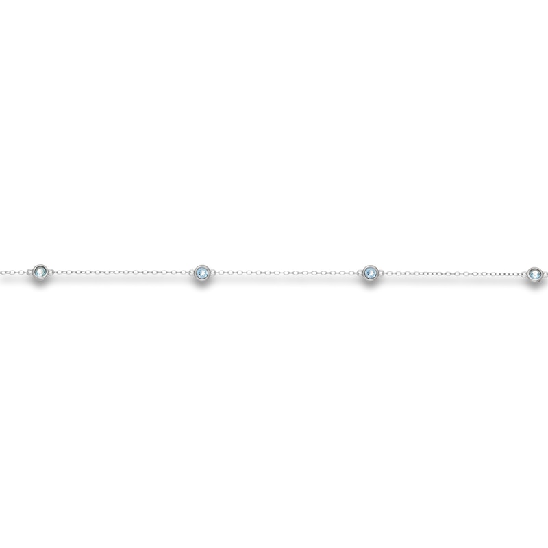 Main Image 2 of Natural Blue Topaz Station Necklace Sterling Silver 18"