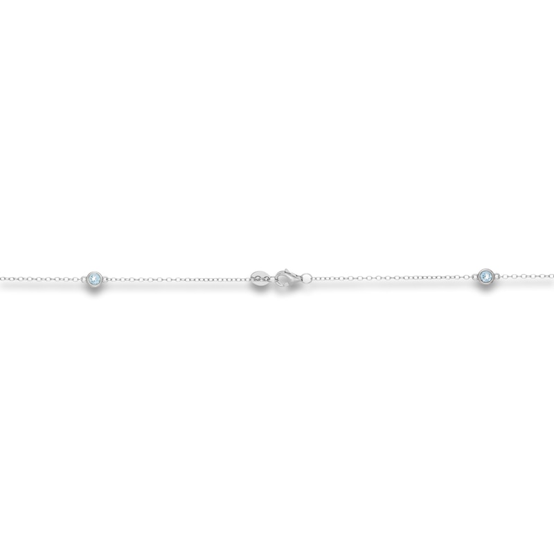 Main Image 3 of Natural Blue Topaz Station Necklace Sterling Silver 18"