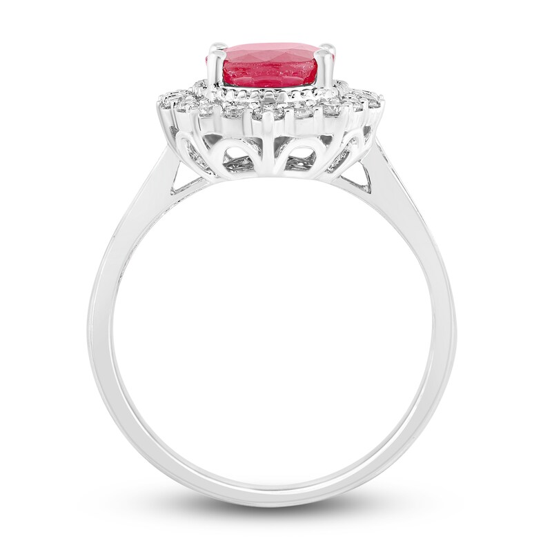 Main Image 2 of Natural Ruby Engagement Ring 1/2 ct tw Diamonds 14K White Gold