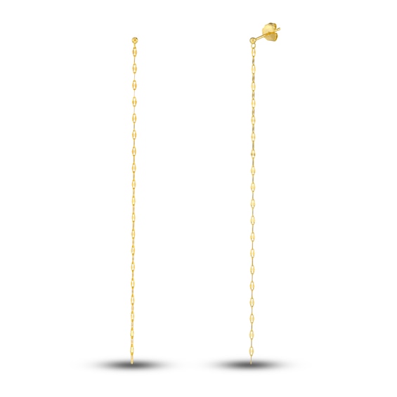 Hammer Chain Drop Earrings 14K Yellow Gold