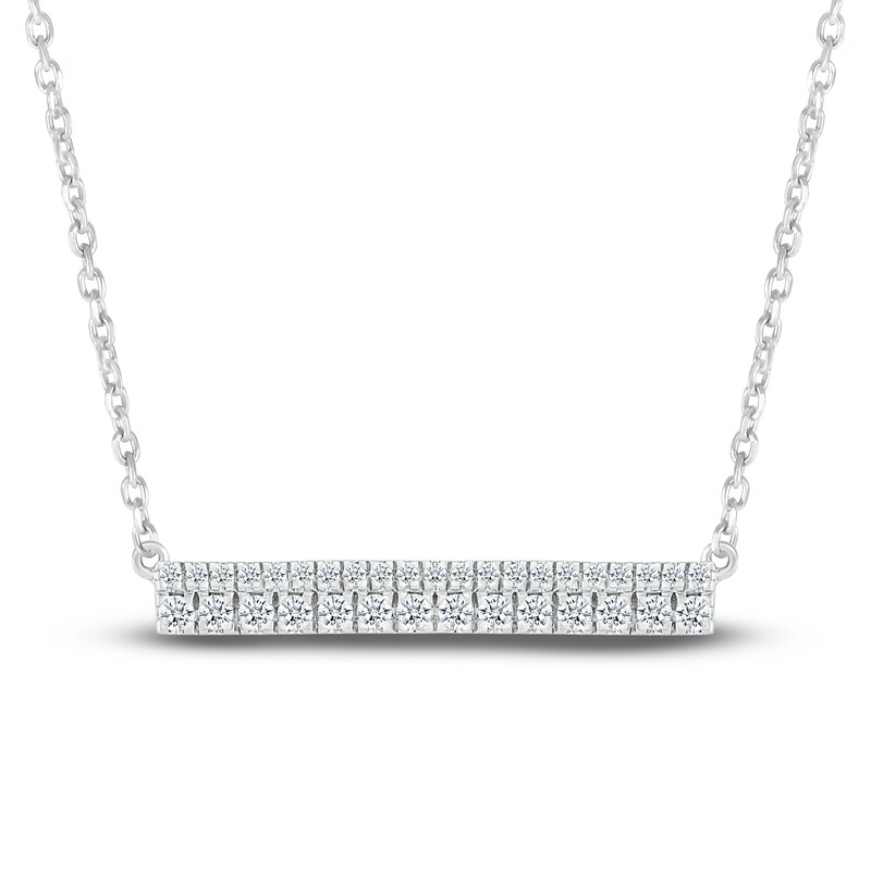 Main Image 1 of Diamond Bar Necklace 1/4 ct tw Round 10K White Gold 18"