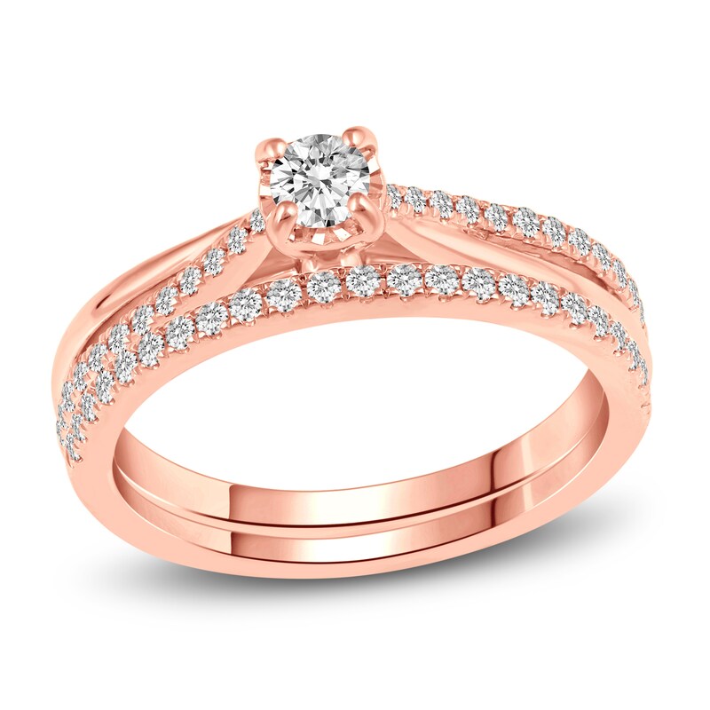 Diamond Bridal Set 1/2 ct tw Round 10K Rose Gold