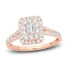 Thumbnail Image 1 of Diamond Double Halo Engagement Ring 1 ct tw Emerald/Round 14K Rose Gold