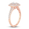 Thumbnail Image 2 of Diamond Double Halo Engagement Ring 1 ct tw Emerald/Round 14K Rose Gold