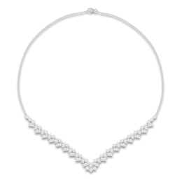 Diamond Necklace 6 ct tw Princess/Round 14K White Gold 19"