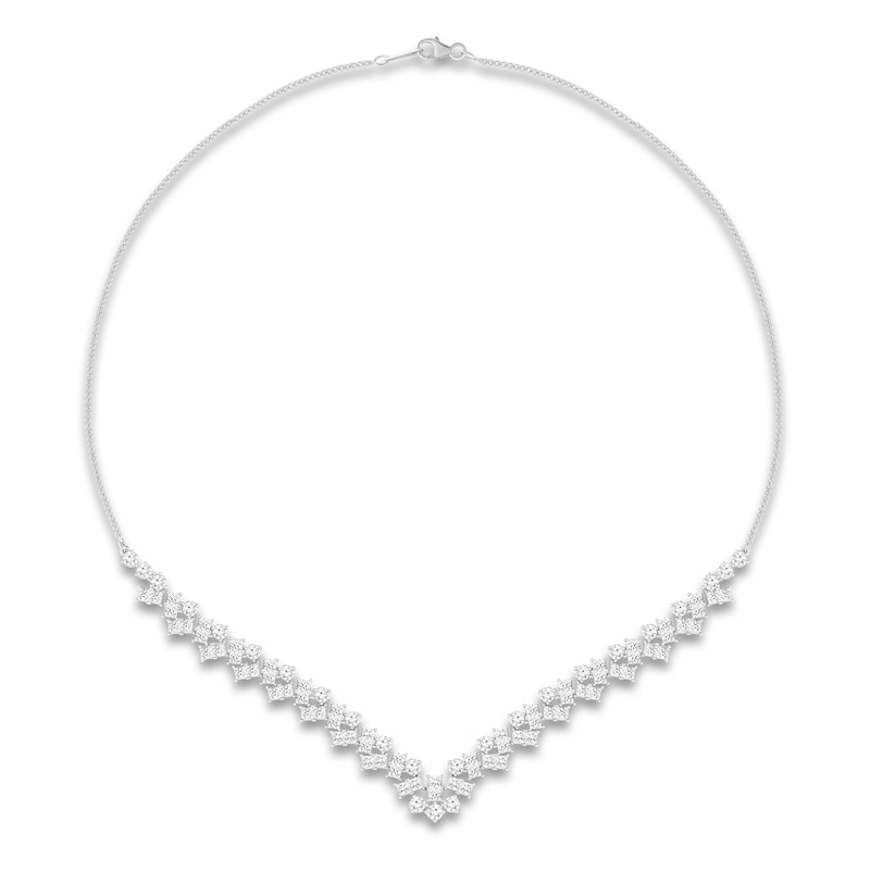 Main Image 1 of Diamond Necklace 6 ct tw Princess/Round 14K White Gold 19"