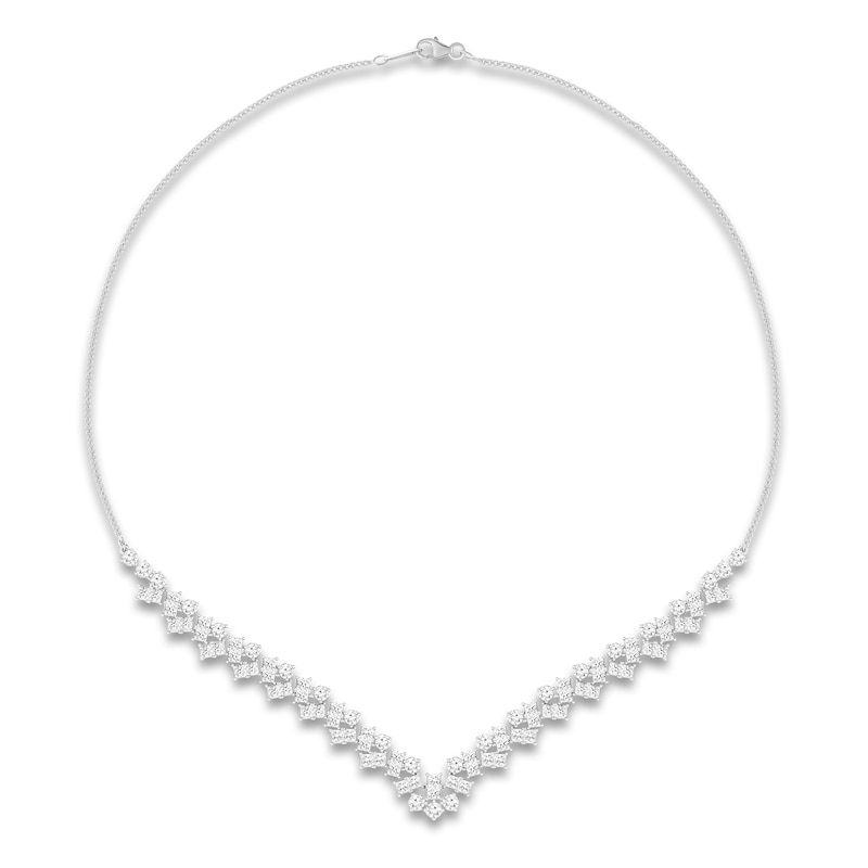 Diamond Necklace 6 ct tw Princess/Round 14K White Gold 19"