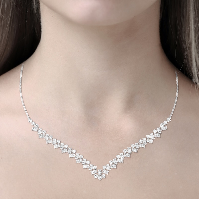 Main Image 2 of Diamond Necklace 6 ct tw Princess/Round 14K White Gold 19"