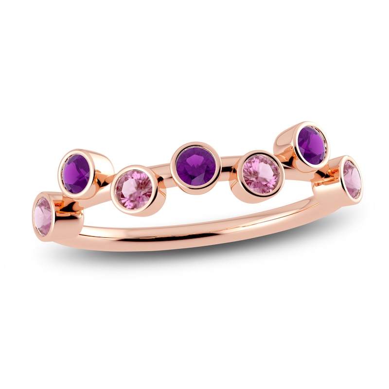 Main Image 1 of Juliette Maison Natural Pink Tourmaline & Natural Amethyst Ring 10K Rose Gold