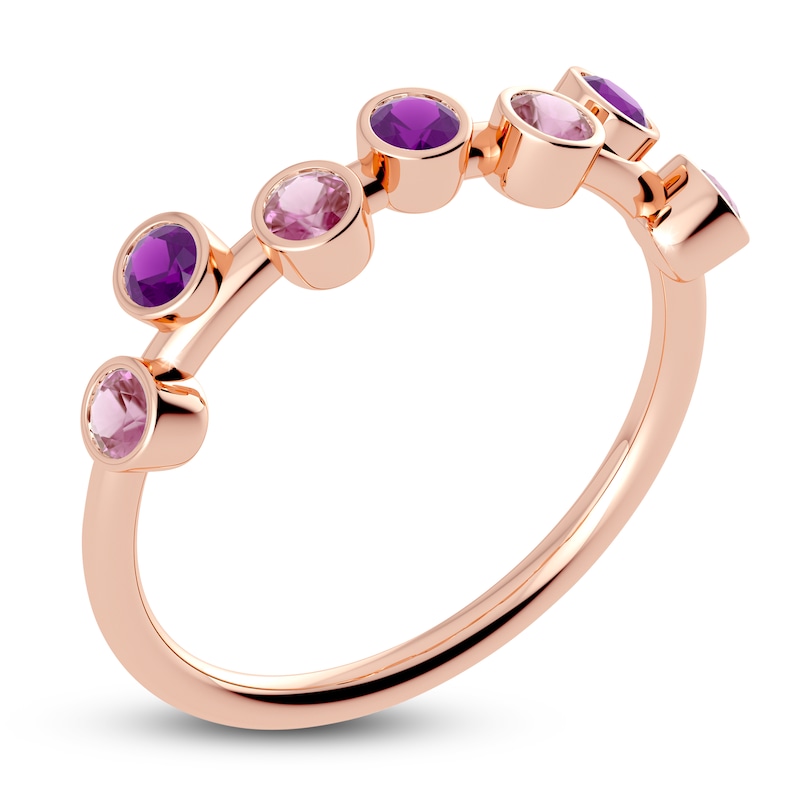Main Image 2 of Juliette Maison Natural Pink Tourmaline & Natural Amethyst Ring 10K Rose Gold