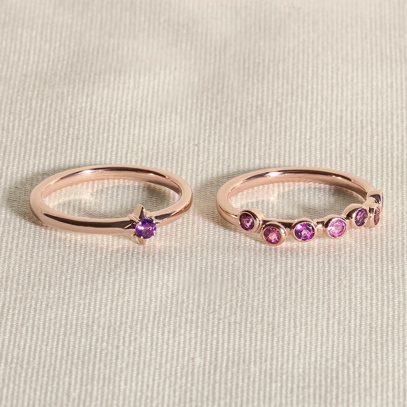 Main Image 4 of Juliette Maison Natural Pink Tourmaline & Natural Amethyst Ring 10K Rose Gold
