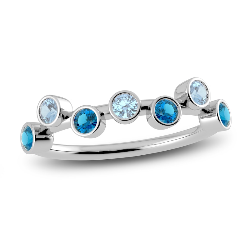 Main Image 1 of Juliette Maison Natural Aquamarine & Natural Blue Zircon Ring 10K White Gold