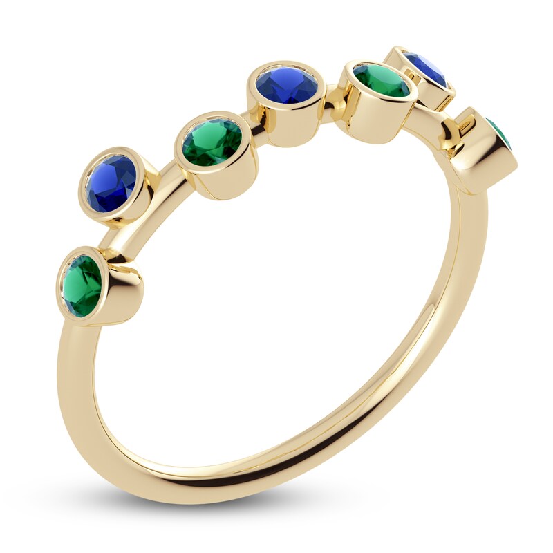 Main Image 2 of Juliette Maison Natural Blue Sapphire & Natural Emerald Ring 10K Yellow Gold
