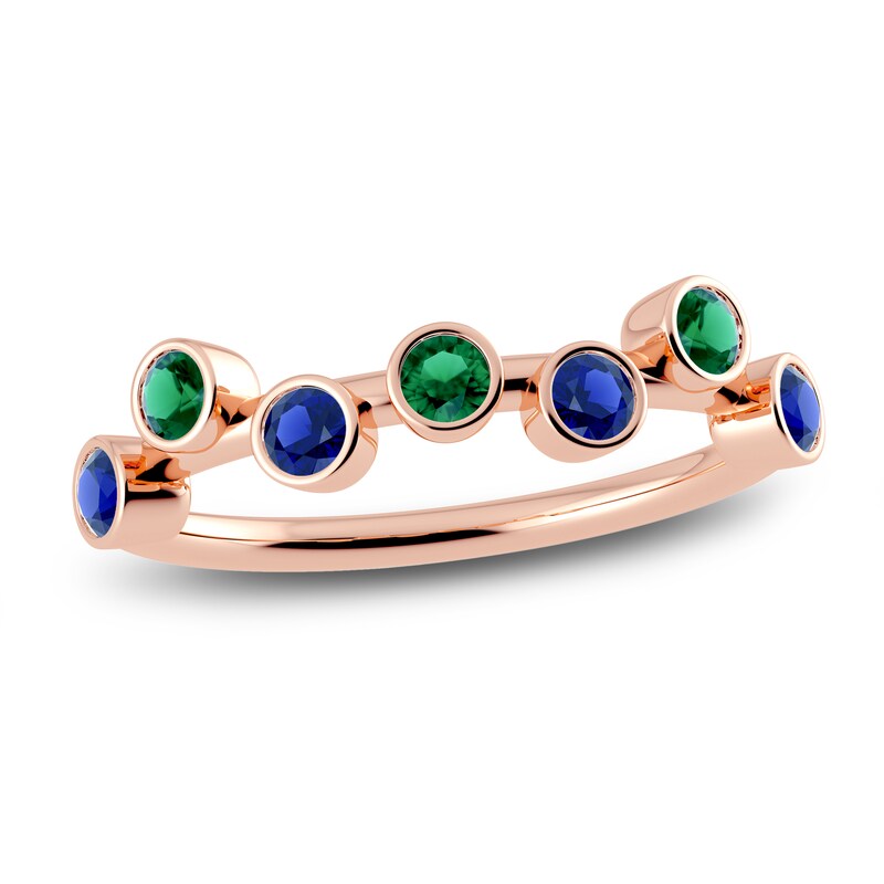 Main Image 1 of Juliette Maison Natural Blue Sapphire & Natural Emerald Ring 10K Rose Gold