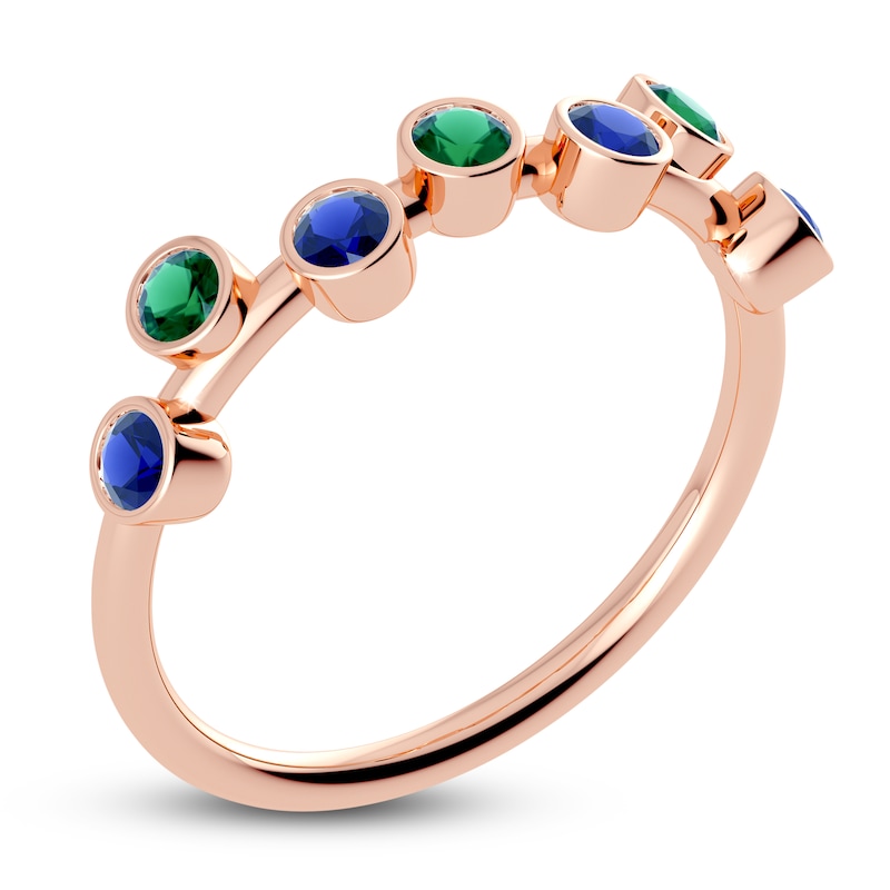 Main Image 2 of Juliette Maison Natural Blue Sapphire & Natural Emerald Ring 10K Rose Gold