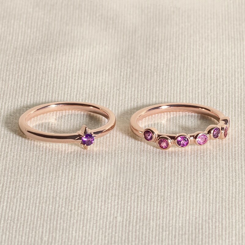 Main Image 4 of Juliette Maison Natural Blue Sapphire & Natural Emerald Ring 10K Rose Gold