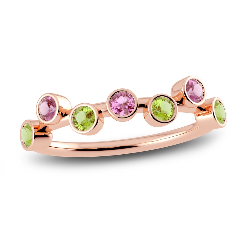 Main Image 1 of Juliette Maison Natural Pink Tourmaline & Natural Peridot Ring 10K Rose Gold