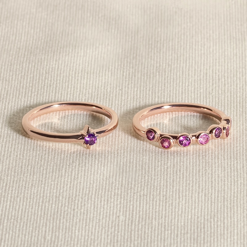 Main Image 4 of Juliette Maison Natural Pink Tourmaline & Natural Peridot Ring 10K Rose Gold