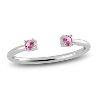 Juliette Maison Natural Pink Tourmaline Cuff Ring 10K White Gold