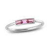 Thumbnail Image 1 of Juliette Maison Natural Pink Tourmaline Baguette Bar Ring 10K White Gold