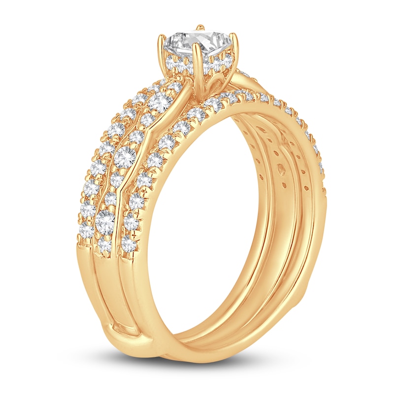 Diamond Bridal Set 1 ct tw Princess/Round 14K Yellow Gold