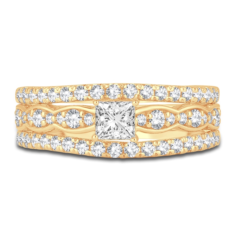 Main Image 3 of Diamond Bridal Set 1 ct tw Princess/Round 14K Yellow Gold