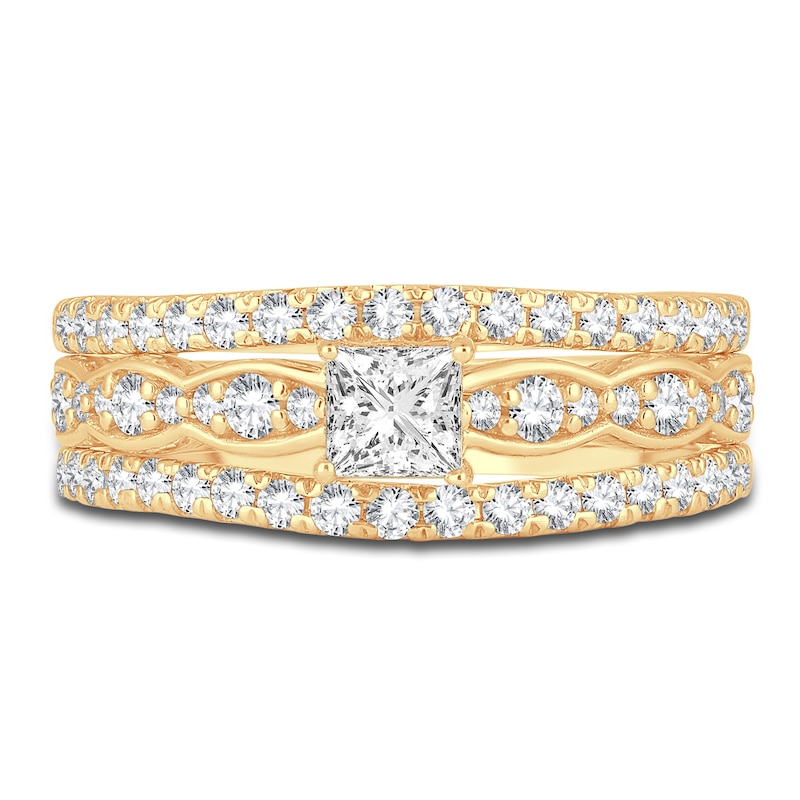 Diamond Bridal Set 1 ct tw Princess/Round 14K Yellow Gold