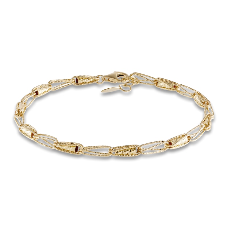 Main Image 1 of Italia D'Oro Triangle Link Bracelet 14K Yellow Gold 7.25"