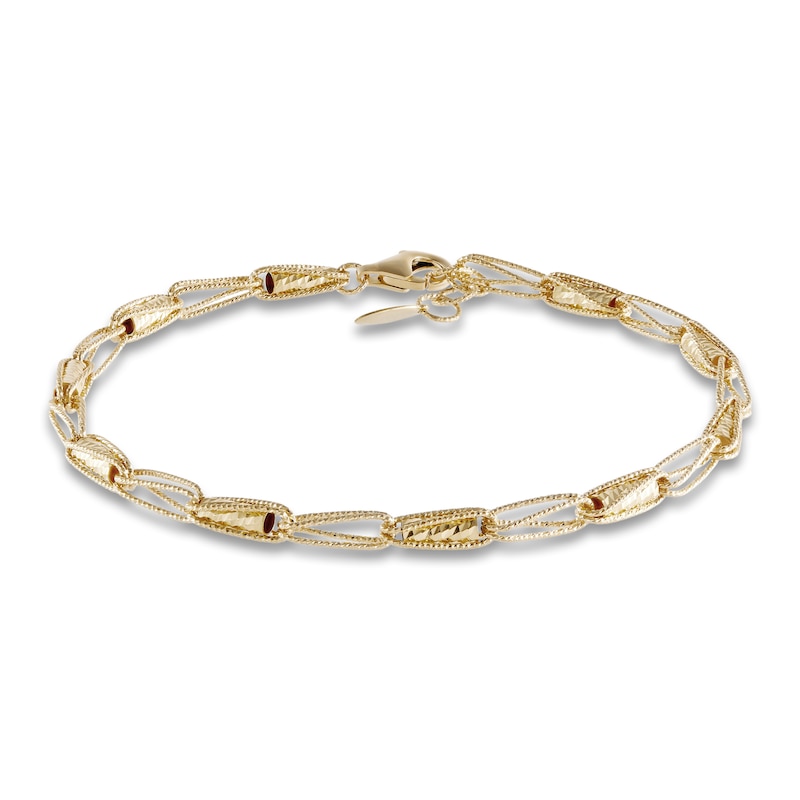 Italia D'Oro Triangle Link Bracelet 14K Yellow Gold 7.25"