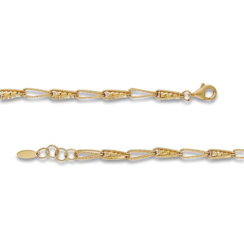 Main Image 2 of Italia D'Oro Triangle Link Bracelet 14K Yellow Gold 7.25"
