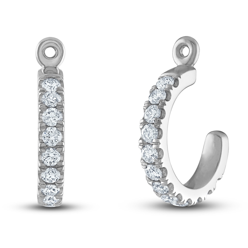 Main Image 1 of Diamond Halo Dangle Earring Jackets 3/4 ct tw Round 14K White Gold (Jacket Only)