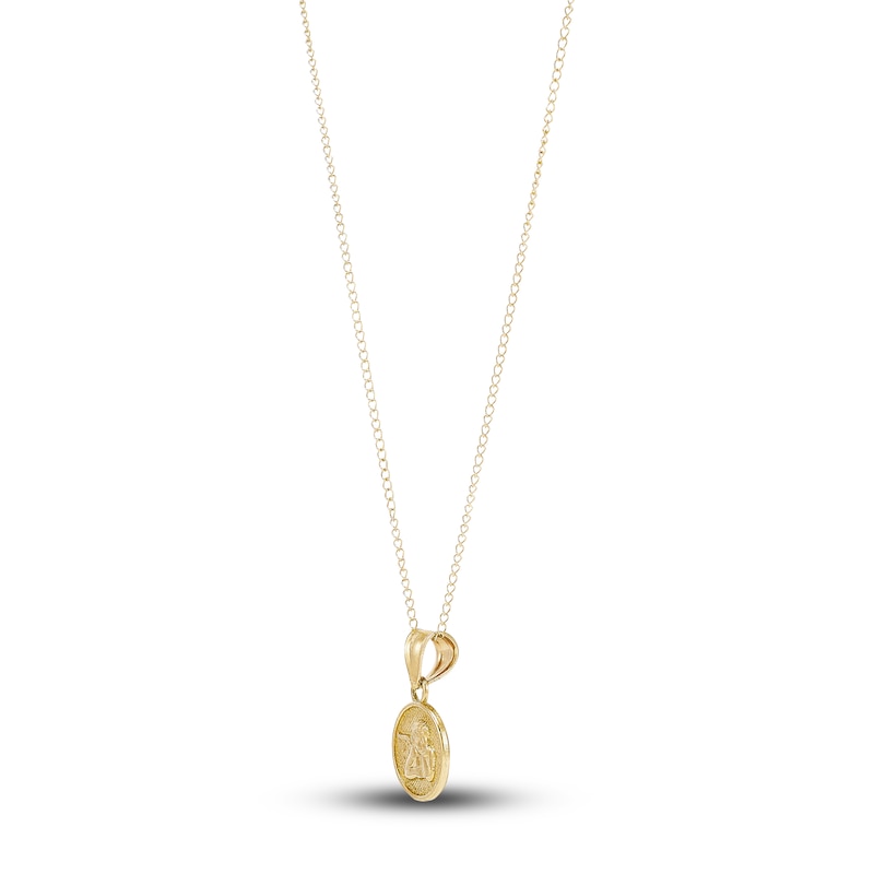 Main Image 2 of Round Angel Pendant Necklace 14K Yellow Gold 13"