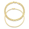 Thumbnail Image 1 of Solid Mariner & Serpentine Chain Bracelet Set 14K Yellow Gold 7.5"