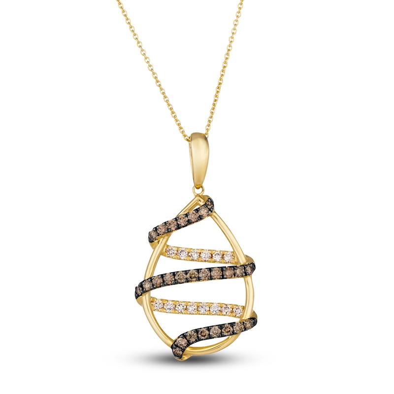 Le Vian Wrapped In Chocolate Diamond Necklace 3/4 ct tw Round 14K Honey Gold 19"