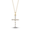 Thumbnail Image 1 of Shy Creation Diamond Cross Pendant Necklace 1/8 ct tw Baguette/Round 14K Yellow Gold 18" SC55024397