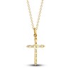 Thumbnail Image 3 of Shy Creation Diamond Cross Pendant Necklace 1/8 ct tw Baguette/Round 14K Yellow Gold 18" SC55024397