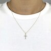 Thumbnail Image 4 of Shy Creation Diamond Cross Pendant Necklace 1/8 ct tw Baguette/Round 14K Yellow Gold 18" SC55024397