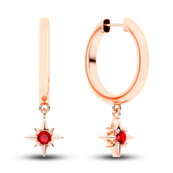 Juliette Maison Natural Ruby Starburst Drop Earrings 10K Rose Gold