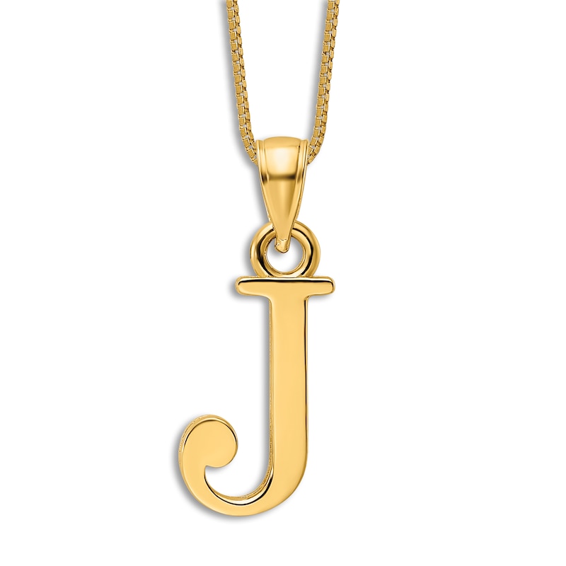 Main Image 1 of Initial J Charm 14K Yellow Gold 18"